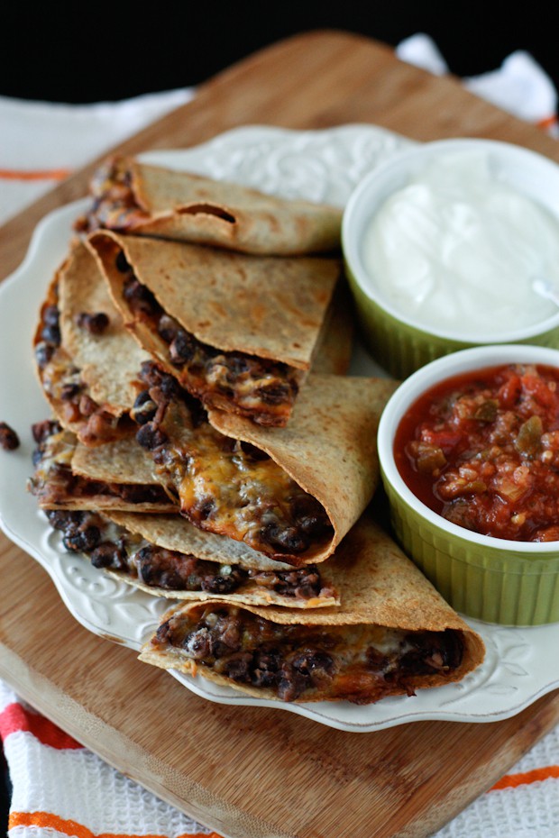 Oven Baked Black Bean and Cheese Quesadillas