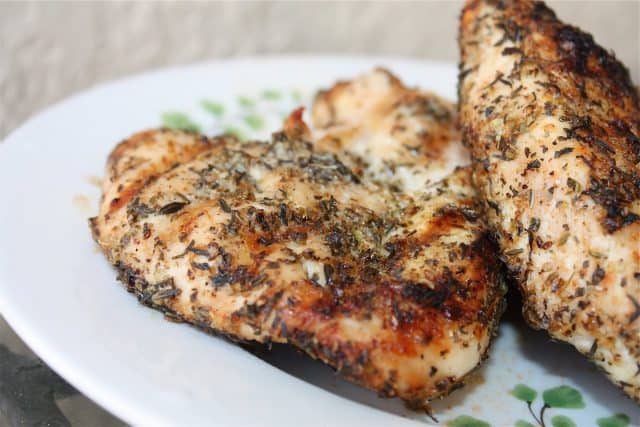 plate of grilled chicken with seasoning