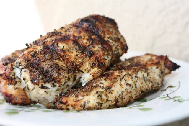 plate of grilled chicken with Italian herb seasoning