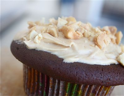 Ina’s Chocolate Cupcakes with Peanut Butter Frosting