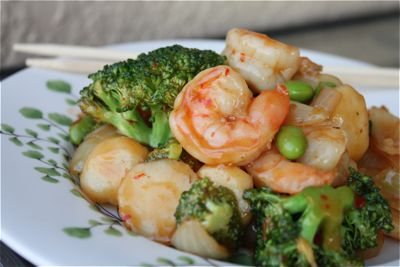 Shrimp, Broccoli and Edamame Stir Fry