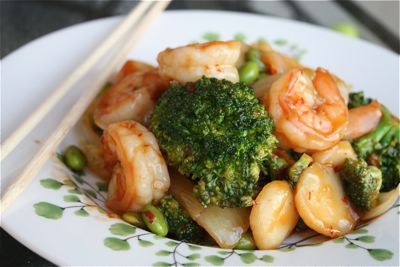 Shrimp, Broccoli and Edamame Stir Fry