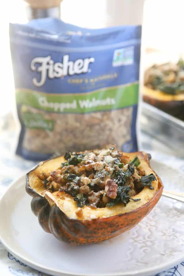 This Stuffed Acorn Squash recipe is filled with hearty ingredients like sausage, kale & walnuts. Makes a great dish for entertaining or healthy meal prep!