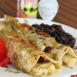 Cheese & Onion Enchiladas with Verde Sauce