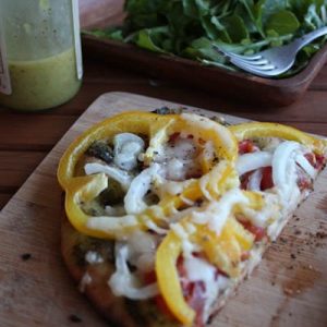 Grilled Veggie Naan Pizza with Pesto
