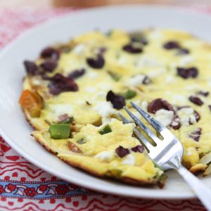 Breakfast, lunch or dinner for one! I love making frittatas for a quick meal, this Greek Pepper and Onion Frittata is one I make often! Recipe via aggieskitchen.com