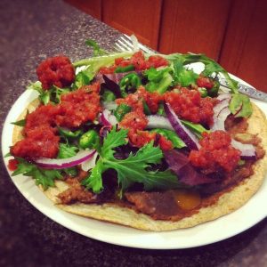 Refried Bean and Fresh Jalapeno Tostada