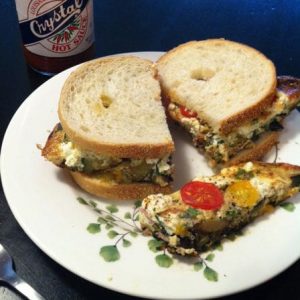 Grilled Zucchini Frittata with Goat Cheese and Cherry Tomatoes