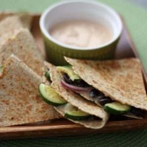 Zucchini, Red Onion and Black Bean Quesadillas