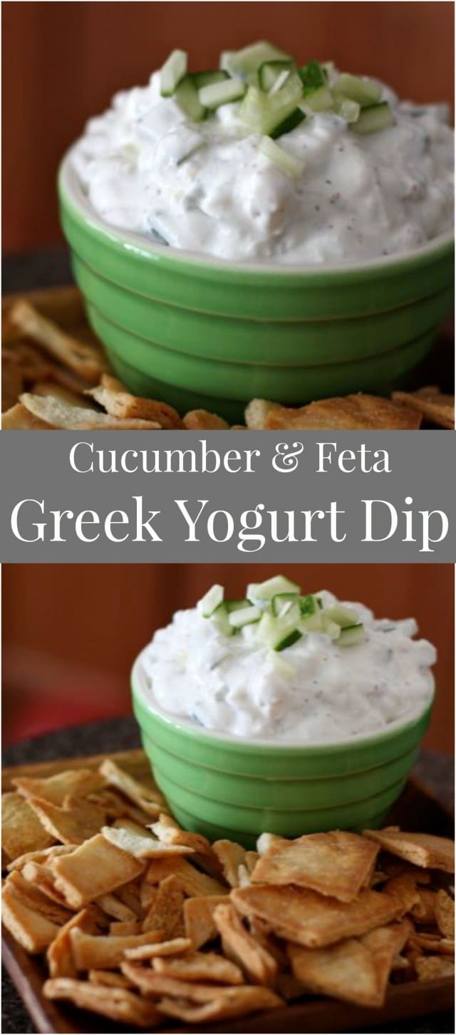 Cucumber & Feta Greek Yogurt Dip - grab your pita chips and crunchy veggies and dig into this delicious lightened up dip. Always a hit!