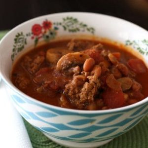 Turkey Chili with Bush's Pinto Beans and Mushrooms