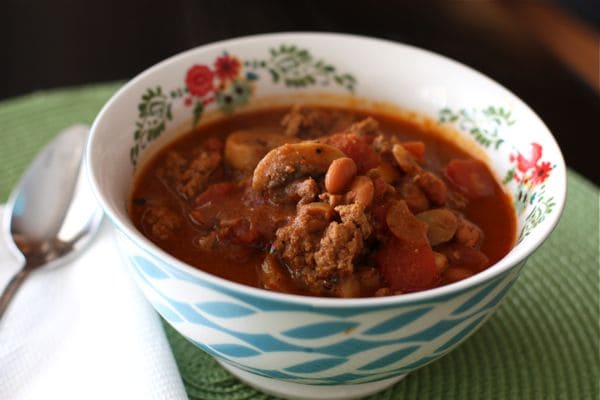 Turkey Chili with Bush's Pinto Beans and Mushrooms