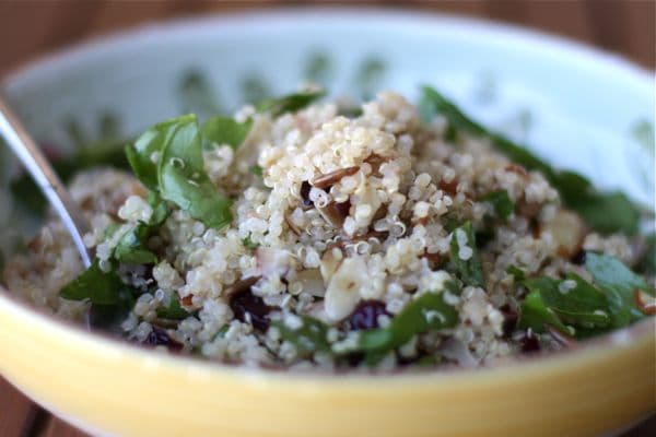 nutty quinoa, spinach and cranberry salad