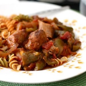 Slow Cooker Chicken Sausage and Peppers