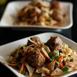 Asian Chopped Cabbage and Mushroom Salad With Panfried Wonton Crisps