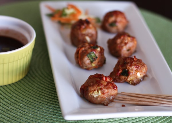 Asian Turkey Meatballs with Chili Garlic Glaze