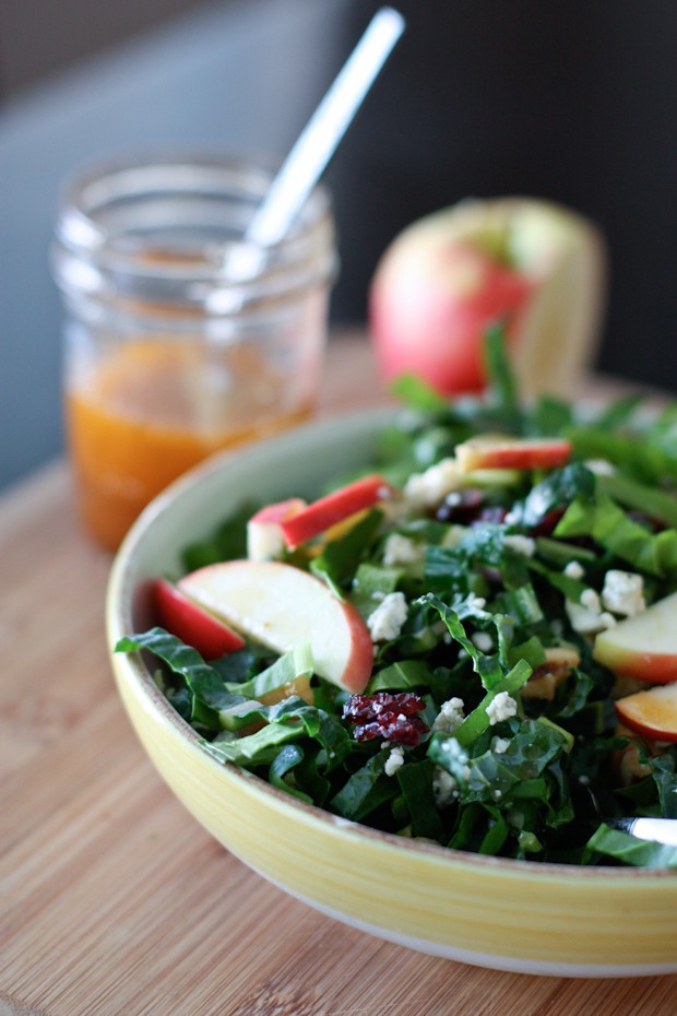 Kale and Chard Green Power Salad with Maple Vinaigrette