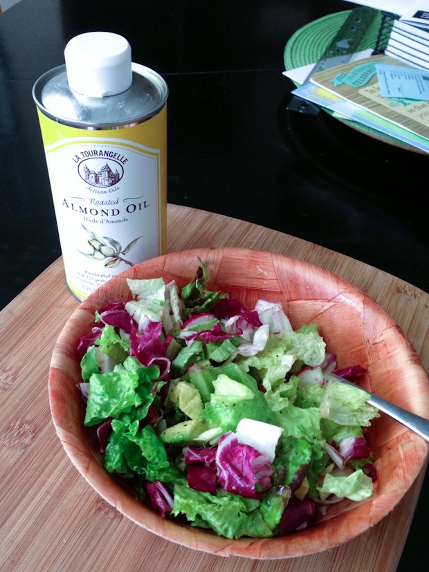 Mixed Greens, Avocado and Radishes with Roasted Almond Oil
