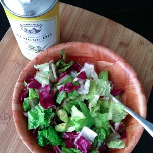 Salad Of The Week: Greens, Avocado and Radishes with Roasted Almond Oil | Aggie's Kitchen #salad #healthy #vegetarian #avocado