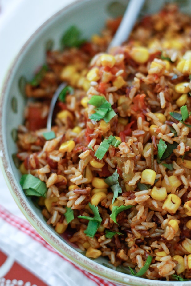 Add this simple Mexican Wild Rice recipe as a tasty side dish to your next taco night. Can be made in rice cooker or on stovetop. 