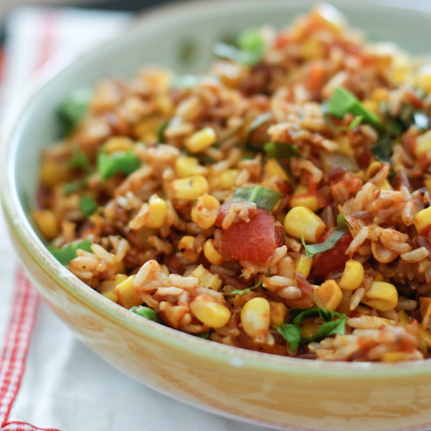 Add this simple Mexican Wild Rice recipe as a tasty side dish to your next taco night. Can be made in rice cooker or on stovetop. 
