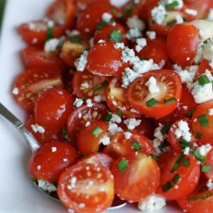 Cherry Tomato and Blue Cheese Salad Recipe | AggiesKitchen.com #tomatoes #summer #picnic #salad