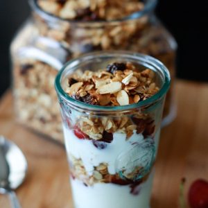 Cherry Almond Granola | AggiesKitchen.com #granola #healthy #breakfast #snack