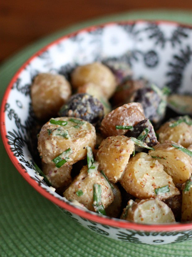 Mustard and Chive Potato Salad | AggiesKitchen.com #potato #salad #summer #recipe