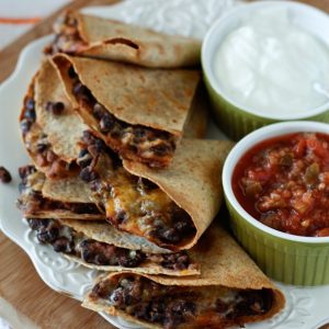 Oven Baked Black Bean and Cheese Quesadillas | AggiesKitchen.com #mexican #vegetarian #meatless #blackbeans