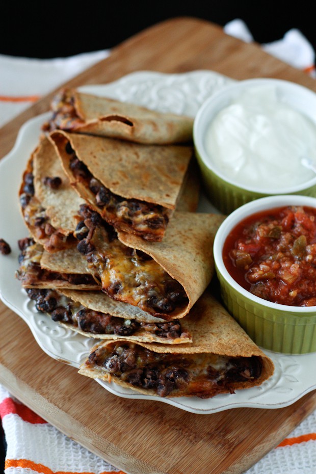 Oven Baked Black Bean and Cheese Quesadillas | AggiesKitchen.com #mexican #vegetarian #meatless #blackbeans