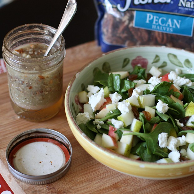 Autumn Spinach Salad with Pecan Vinaigrette