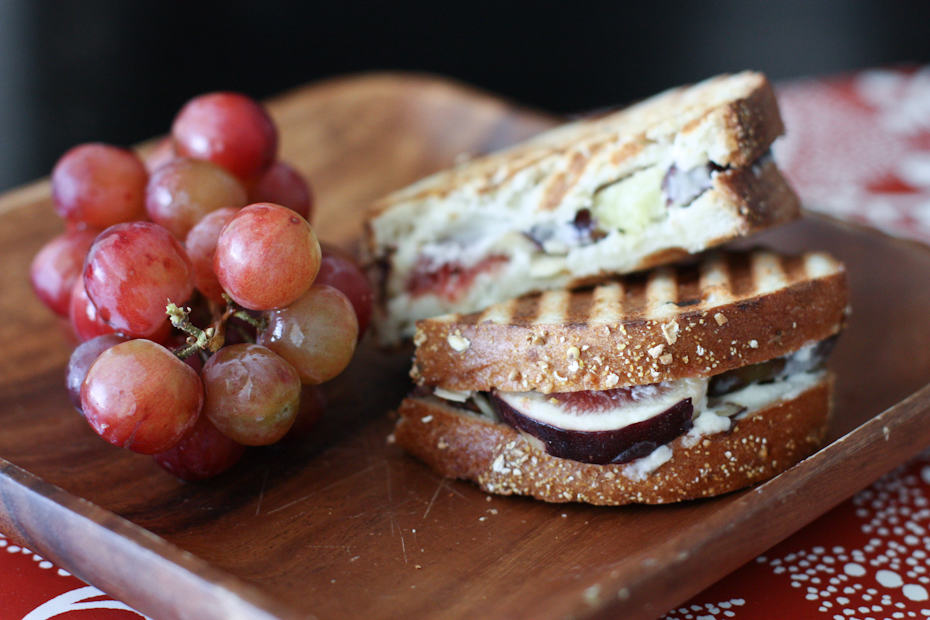 Fresh Fig, Goat Cheese, Honey and Almond Panini | AggiesKitchen.com #sandwich #fig