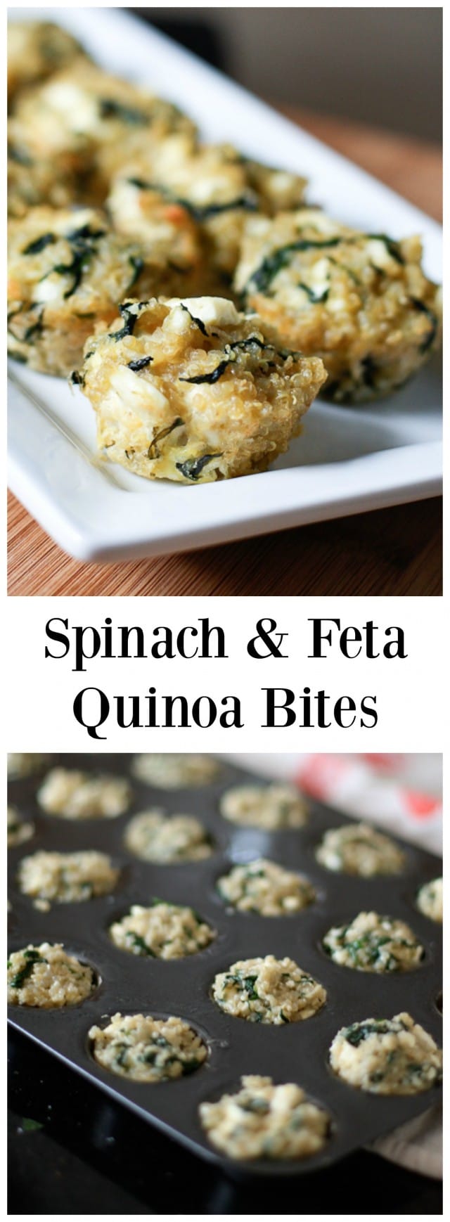 These little bite sized snacks are addictive! Full of all of your favorite ingredients and flavors - spinach, feta and quinoa - all in one bite!