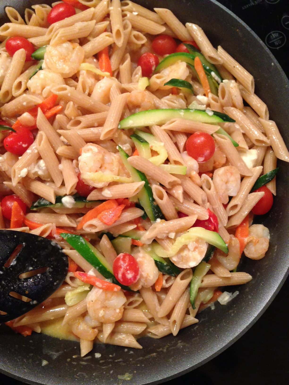 Skillet Shrimp and Vegetable Pasta with Feta