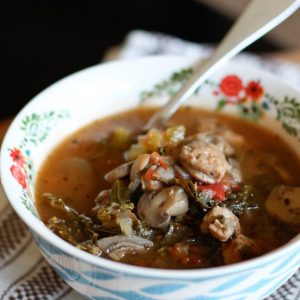 Chicken Sausage, Mushroom and Kale Soup | AggiesKitchen.com