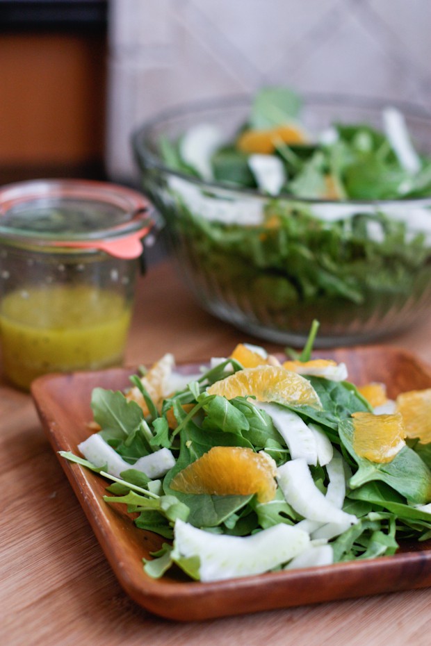 Brighten up your lunch or dinner with this Spinach and Arugula Citrus Salad with Fennel and Avocado - filled with healthy, seasonal ingredients you'll love!