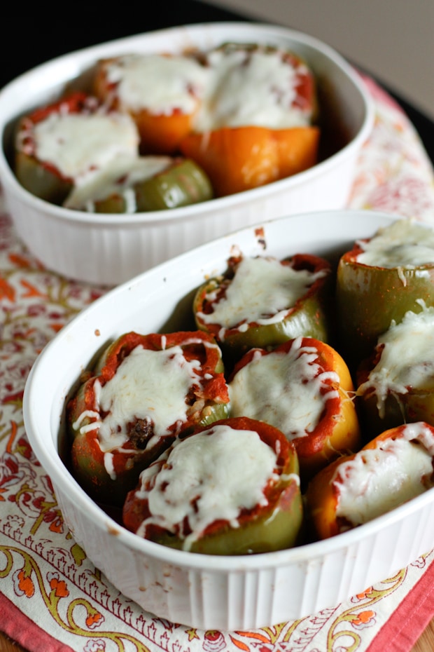 Beef And Brown Rice Stuffed Peppers Aggie S Kitchen