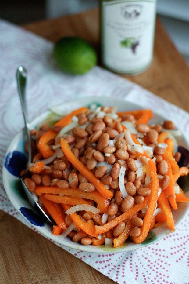 A simple and healthy bean and pepper salad to serve alongside your favorite grilled or Mexican meal. Perfect for busy weeknights or as a potluck dish.
