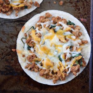 spinach turkey baked tostadas