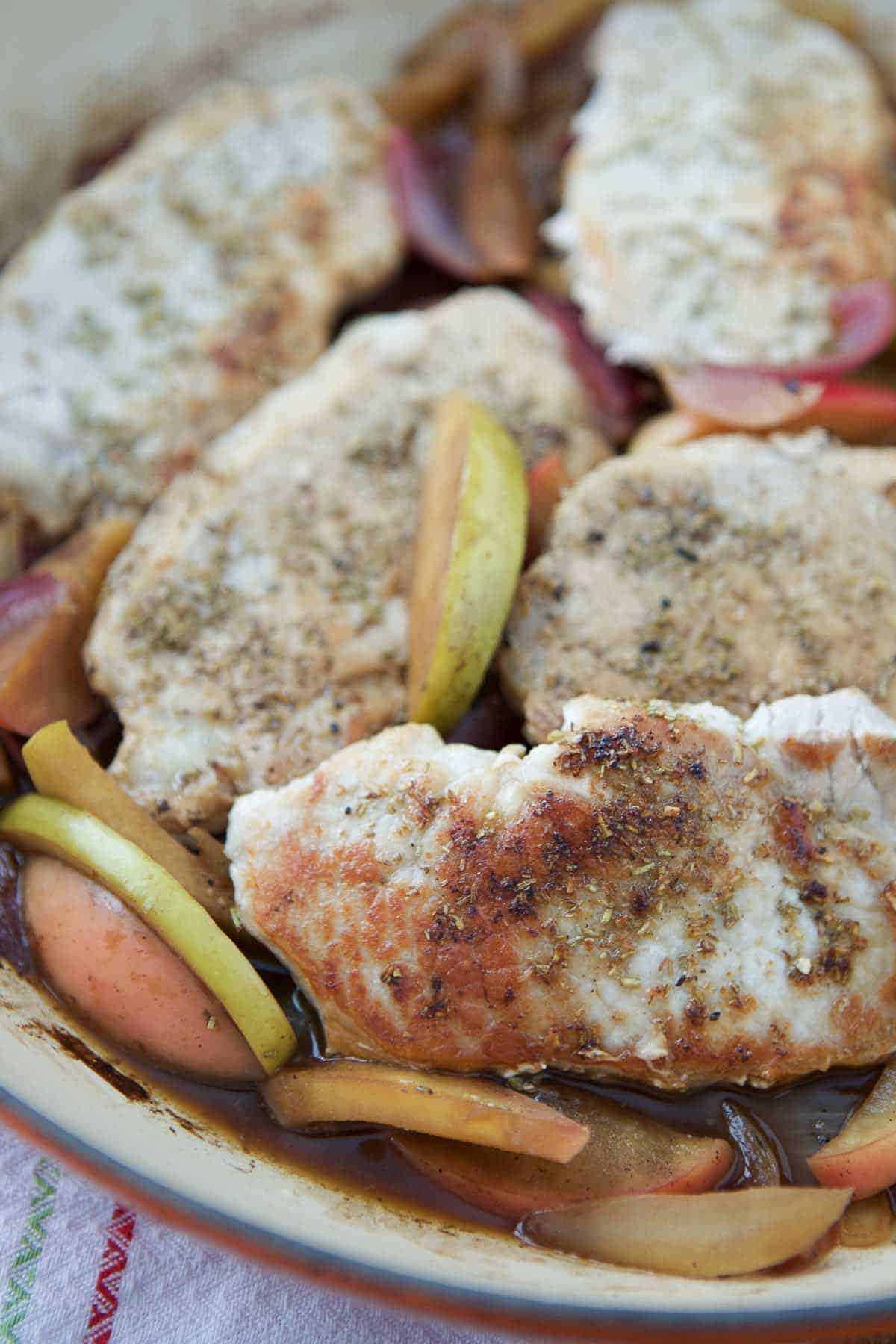 Hard Cider Skillet Pork Chops with Apples and Onions - Aggie's Kitchen