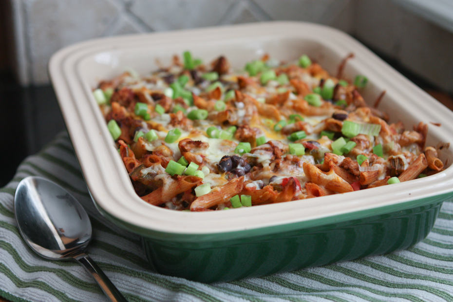 A twist on classic Italian baked ziti, this Mexican Pasta Bake is a great weeknight meal your family will love!