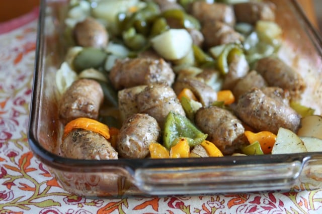 Roasted Italian Turkey Sausage, Potatoes and Peppers-4