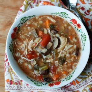 Slow Cooker Italian Chicken, Barley and Mushroom Soup