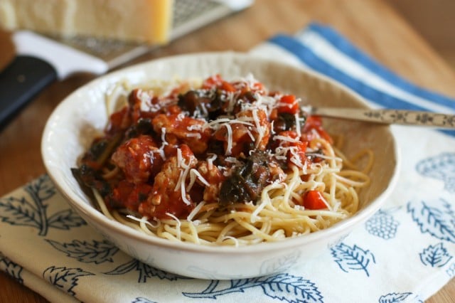 Spaghetti with Kale and Turkey Bolognese