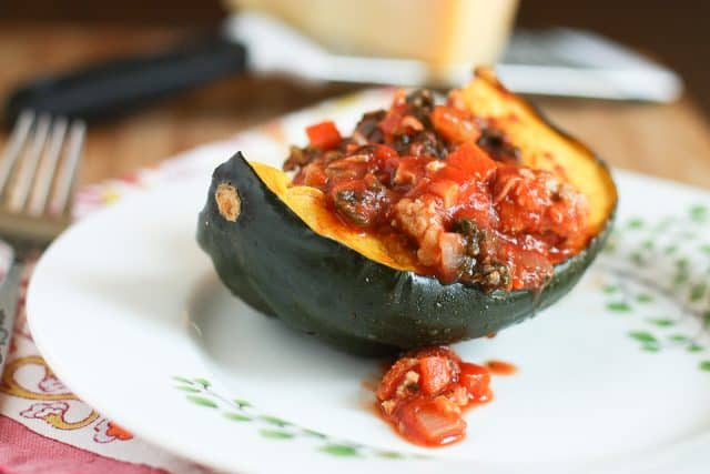 Roasted Acorn Squash Bolognese is hearty, healthy and low carb. Enjoy it on cozy winter nights.