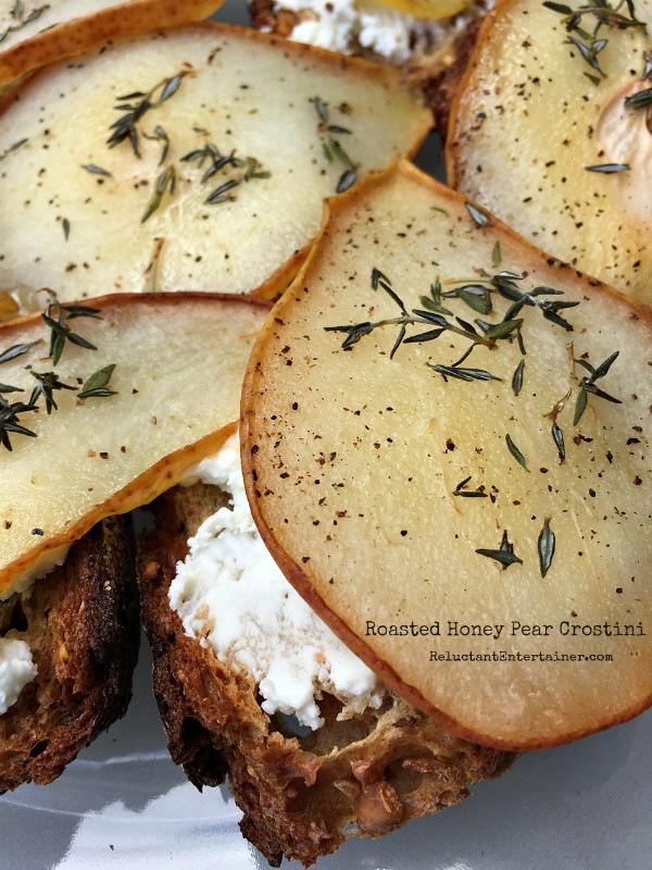 Roasted Honey Pear Crostini | Reluctant Entertainer