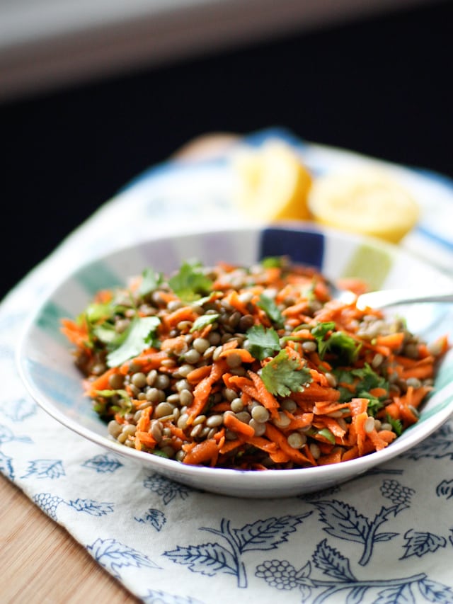 Lentil Salad with Carrots and Cilantro is a filling vegetarian salad that is filled with protein and flavor. Serve it as a main meal, a side dish or snack.