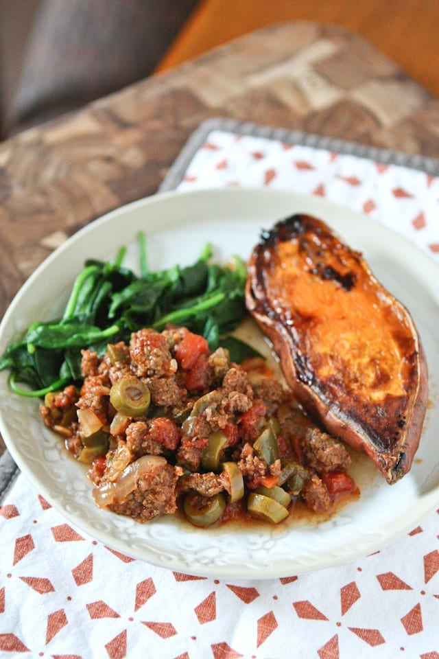 This Slow Cooker Picadillo from The Skinnytaste Cookbook is a wonderful family friendly meal that is full of flavor and easy on the waistline. Great weeknight meal!