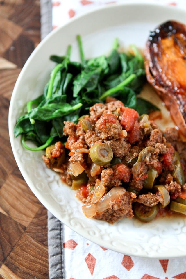This Slow Cooker Picadillo from The Skinnytaste Cookbook is a wonderful family friendly meal that is full of flavor and easy on the waistline. Great weeknight meal!
