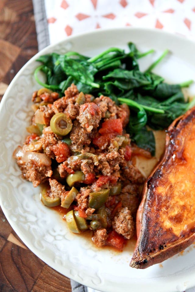 This Slow Cooker Picadillo from The Skinnytaste Cookbook is a wonderful family friendly meal that is full of flavor and easy on the waistline. Great weeknight meal!